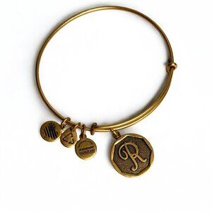 Alex and Ani Letter Initial R Charm Bangle Gold Bracelet